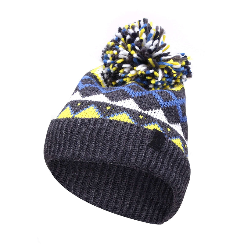 Boy's Nordic Bobble Hat - Yellow - Blue