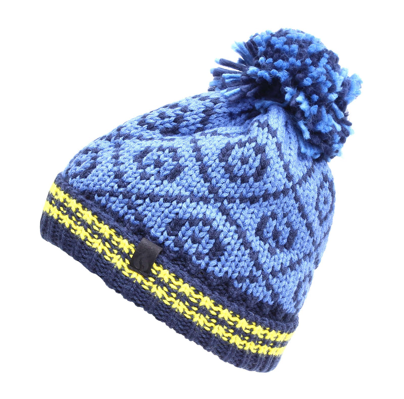 Boy's Nordic Bobble Hat - Blue - Yellow