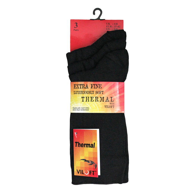Ladies LIGHTWEIGHT Extra Fine Knit Thermal Socks Black Assorted