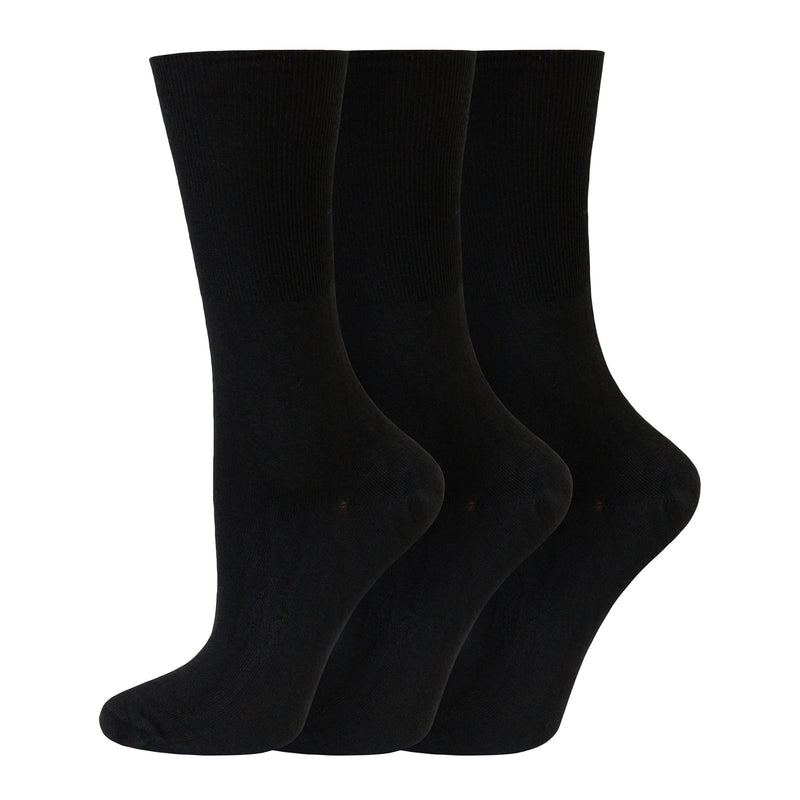 Ladies Non-Elastic LIGHTWEIGHT Extra Fine Knit Thermal Socks Black Assorted