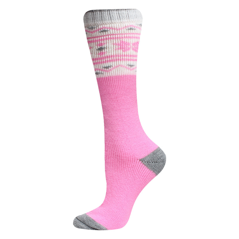 Ladies Boot Length Longer Length Boot Socks Soft Acrylic - Nordic Design - Pink