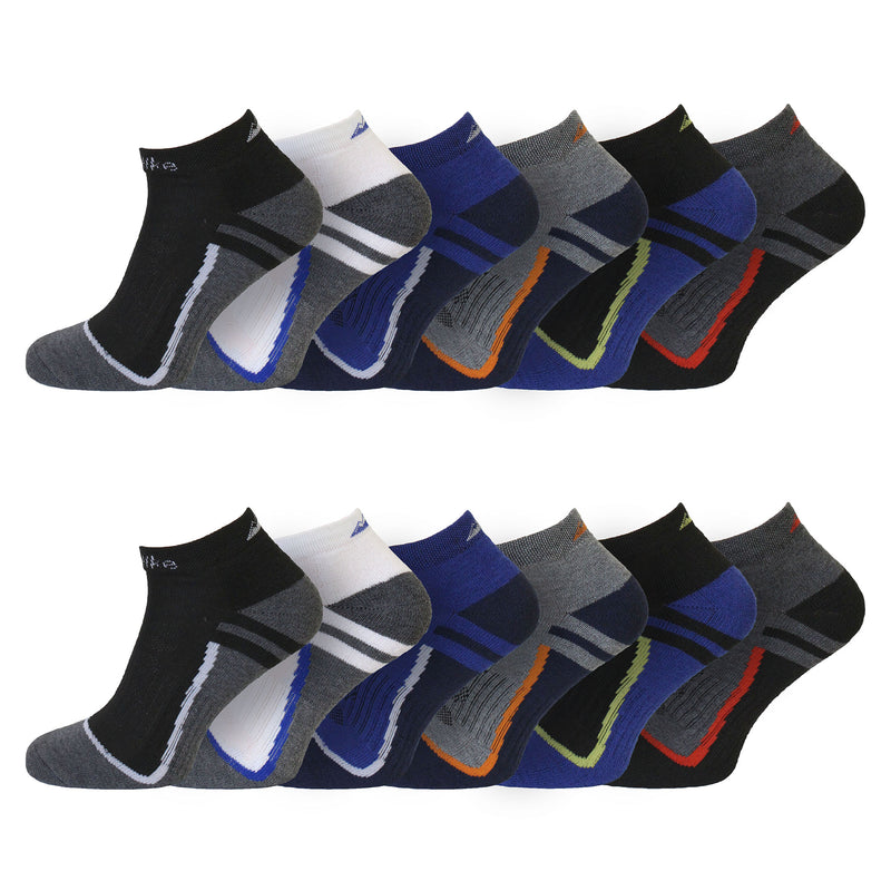 12 Pairs Mens Cushion Sole Active Sports Comfort Trainer Socks
