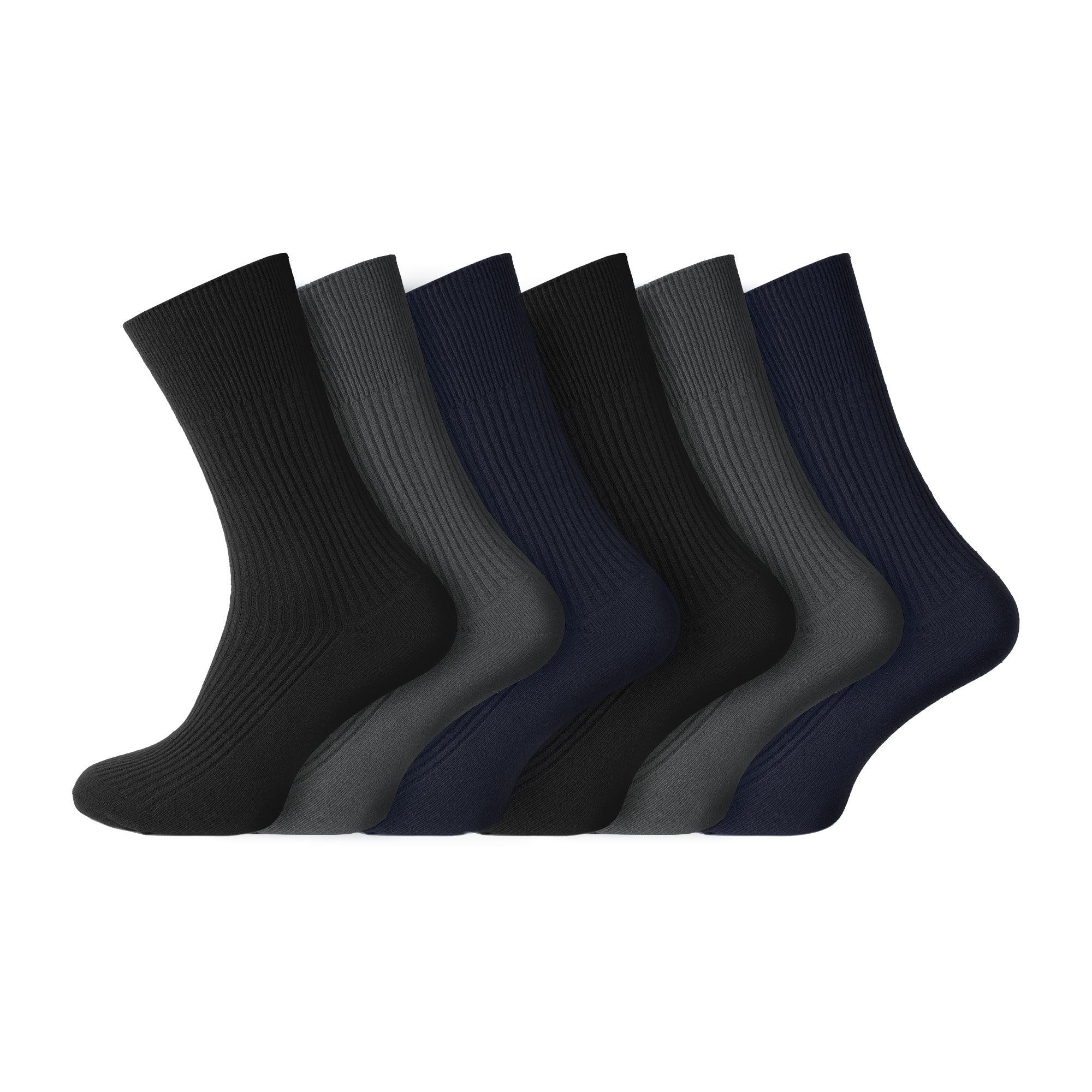 Men's 100% Cotton Socks Non Elastic Assorted Colours Smooth Toe Seam UK 6-11