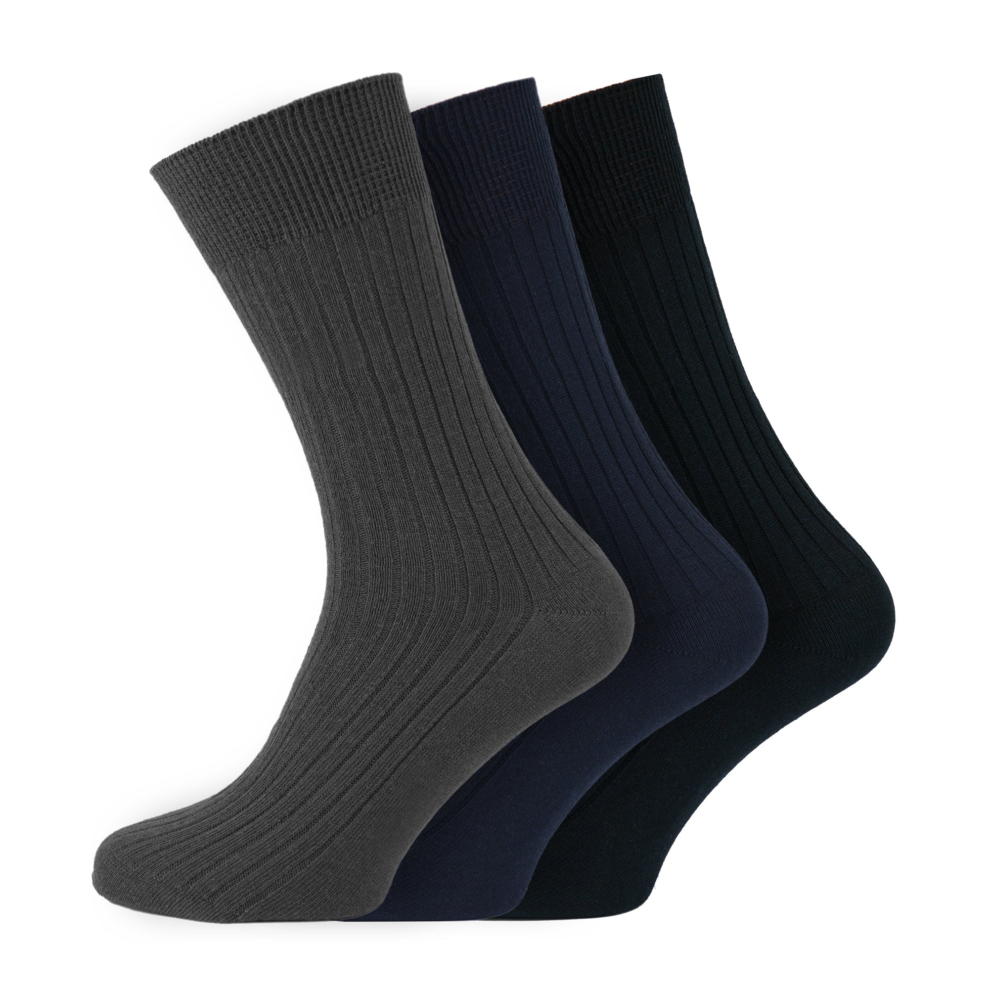 Men's 100% Cotton Socks Non Elastic Assorted Colours Smooth Toe Seam UK 6-11