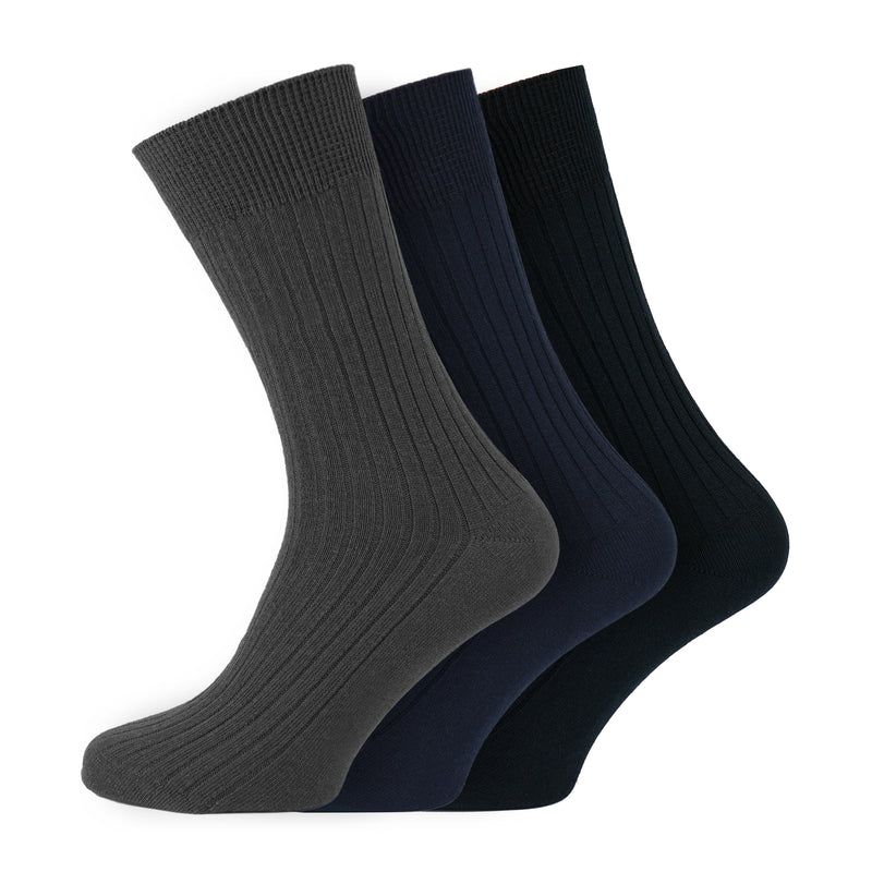 Men's 100% Cotton Socks Non Elastic Assorted Colours Smooth Toe Seam