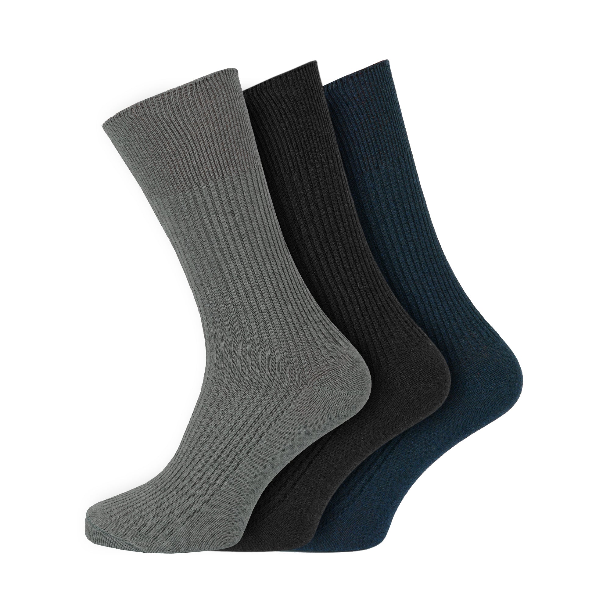Men's 100% Cotton Socks Non Elastic Assorted Colours Smooth Toe Seam UK 6-11