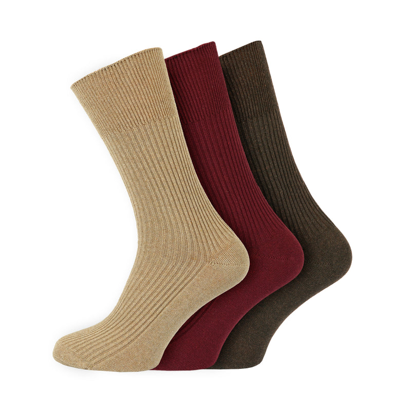 Men's 100% Cotton Socks Non Elastic Assorted Colours Smooth Toe Seam