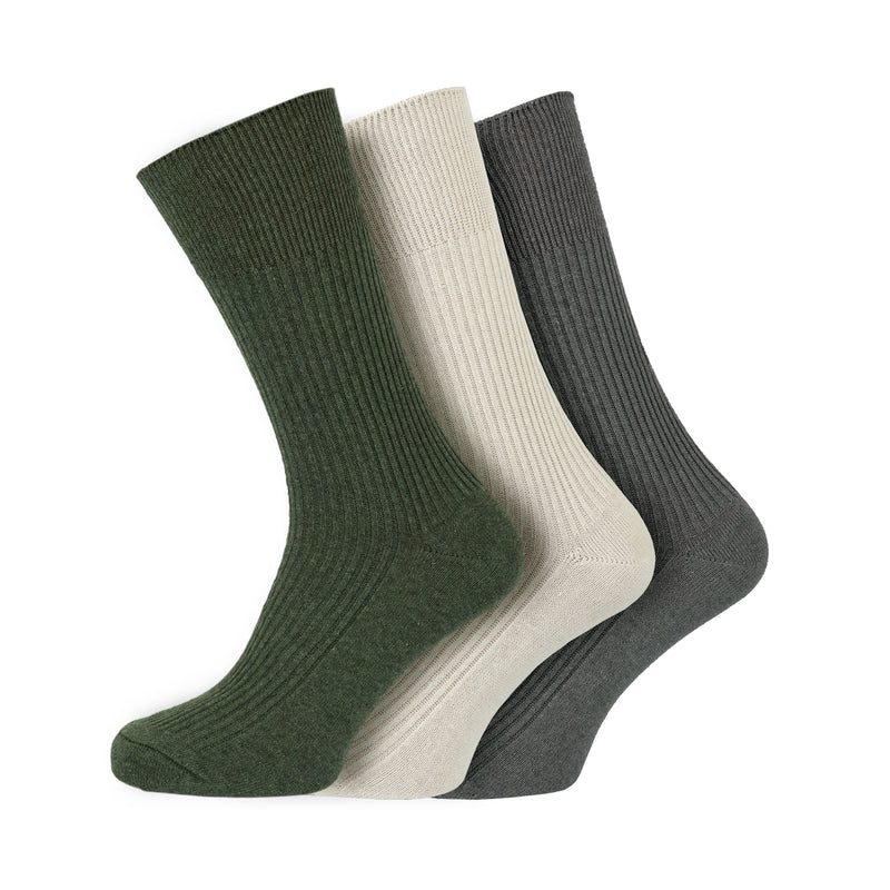 Men's 100% Cotton Socks Non Elastic Assorted Colours Smooth Toe Seam