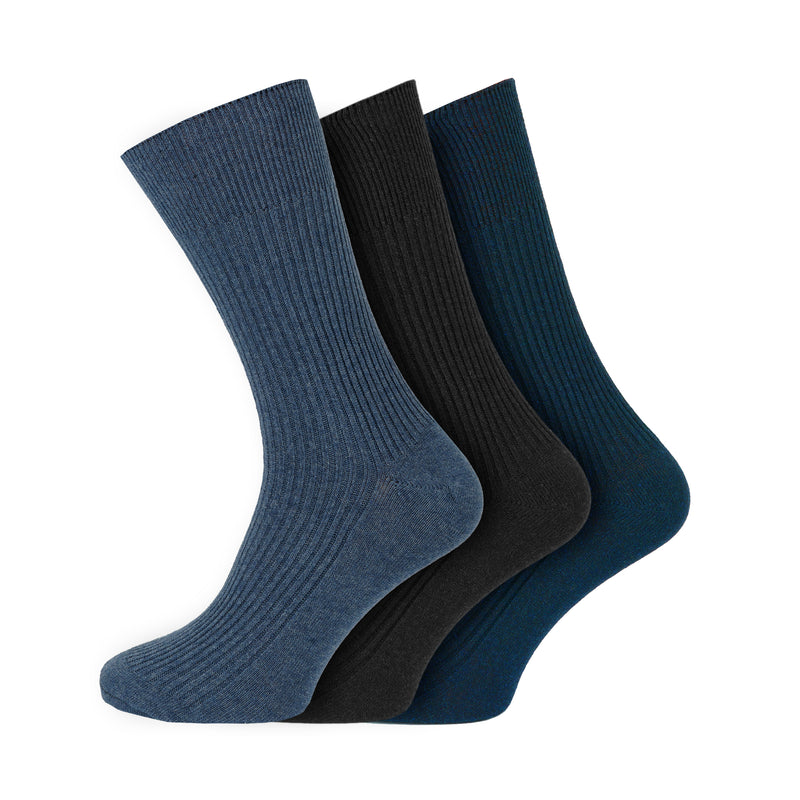 Men's 100% Cotton Socks Non Elastic Assorted Colours Smooth Toe Seam