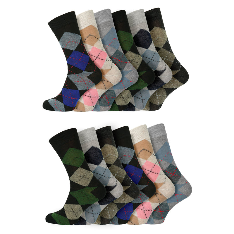 Mens Everyday Design Socks Classic Argyle Retro