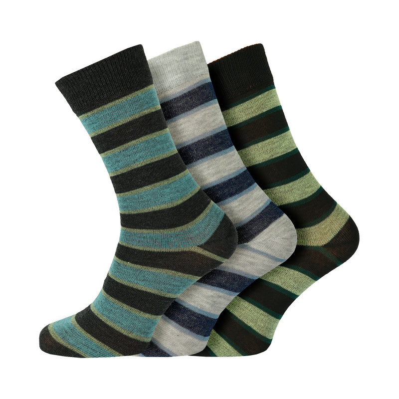 12 Pairs Mens Everyday Design Socks Block Stripe Collection