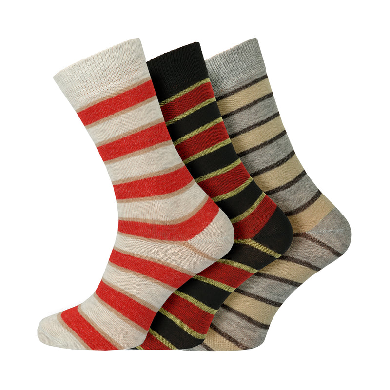 12 Pairs Mens Everyday Design Socks Block Stripe Collection