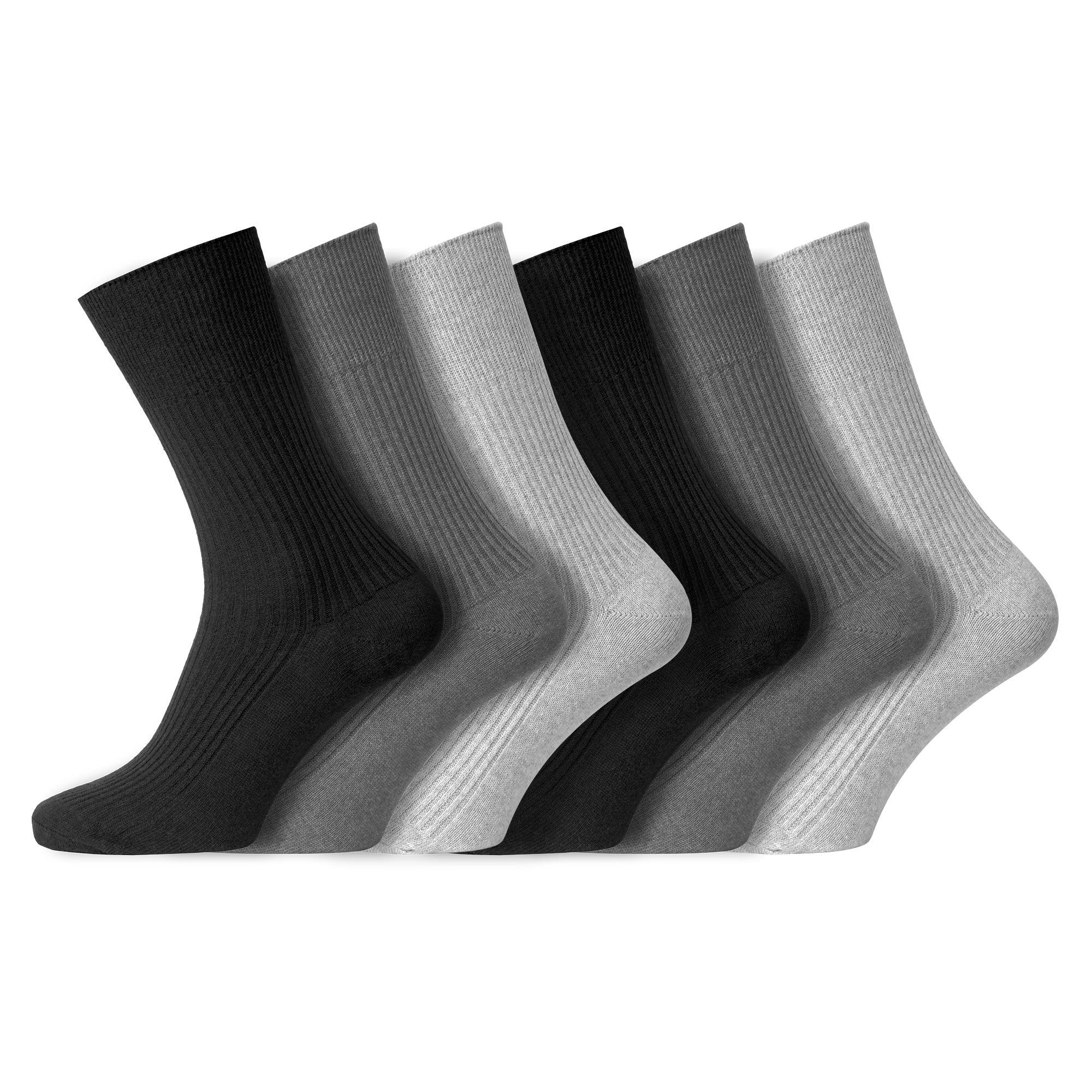 Men's 100% Cotton Socks Non Elastic Assorted Colours Smooth Toe Seam UK 6-11
