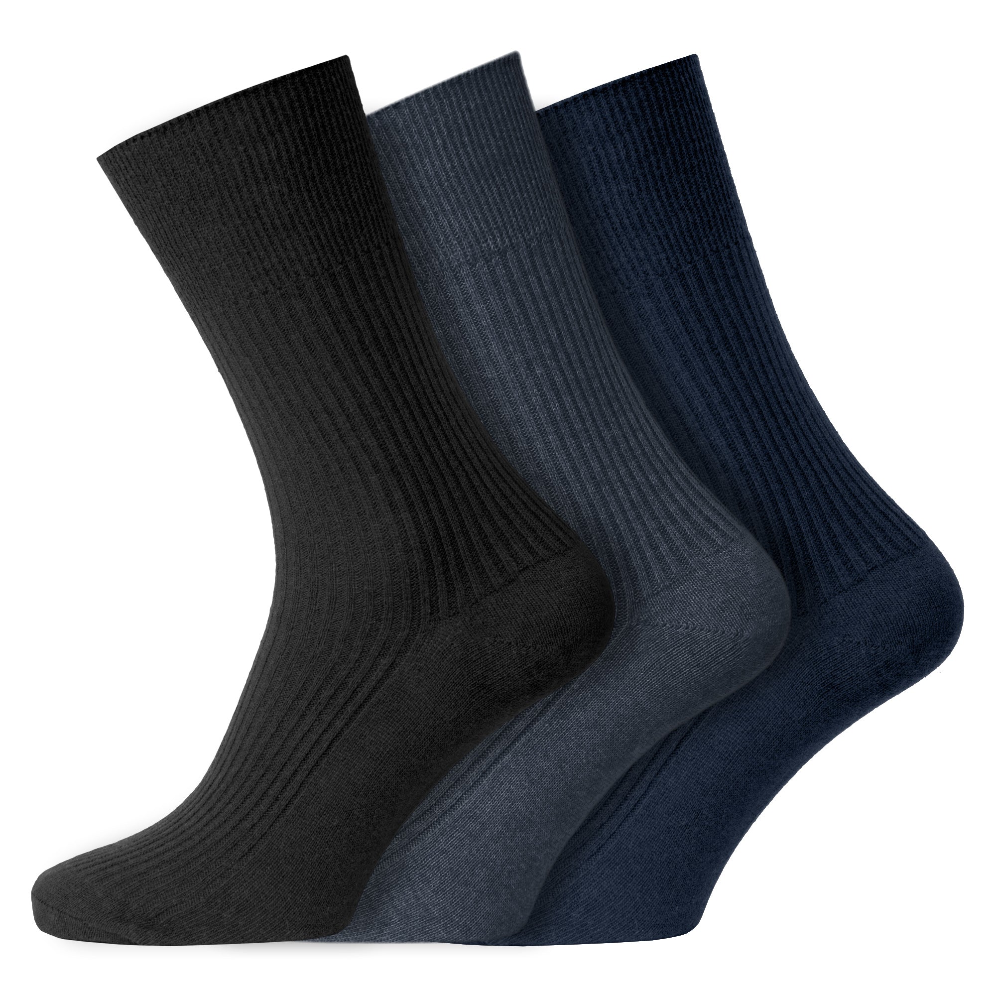 Men's 100% Cotton Socks Non Elastic Assorted Colours Smooth Toe Seam UK 6-11