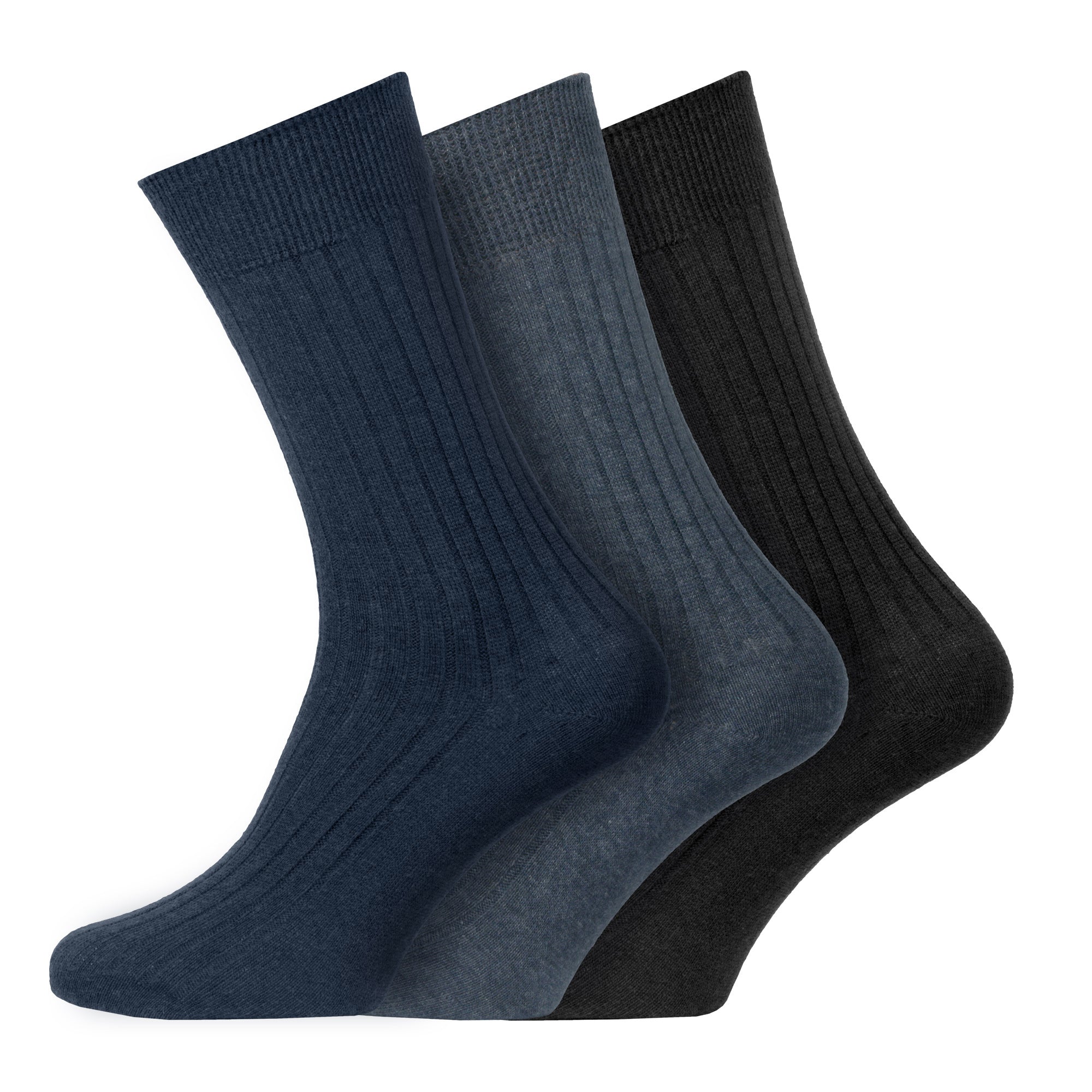 Men's 100% Cotton Socks Non Elastic Assorted Colours Smooth Toe Seam UK 6-11