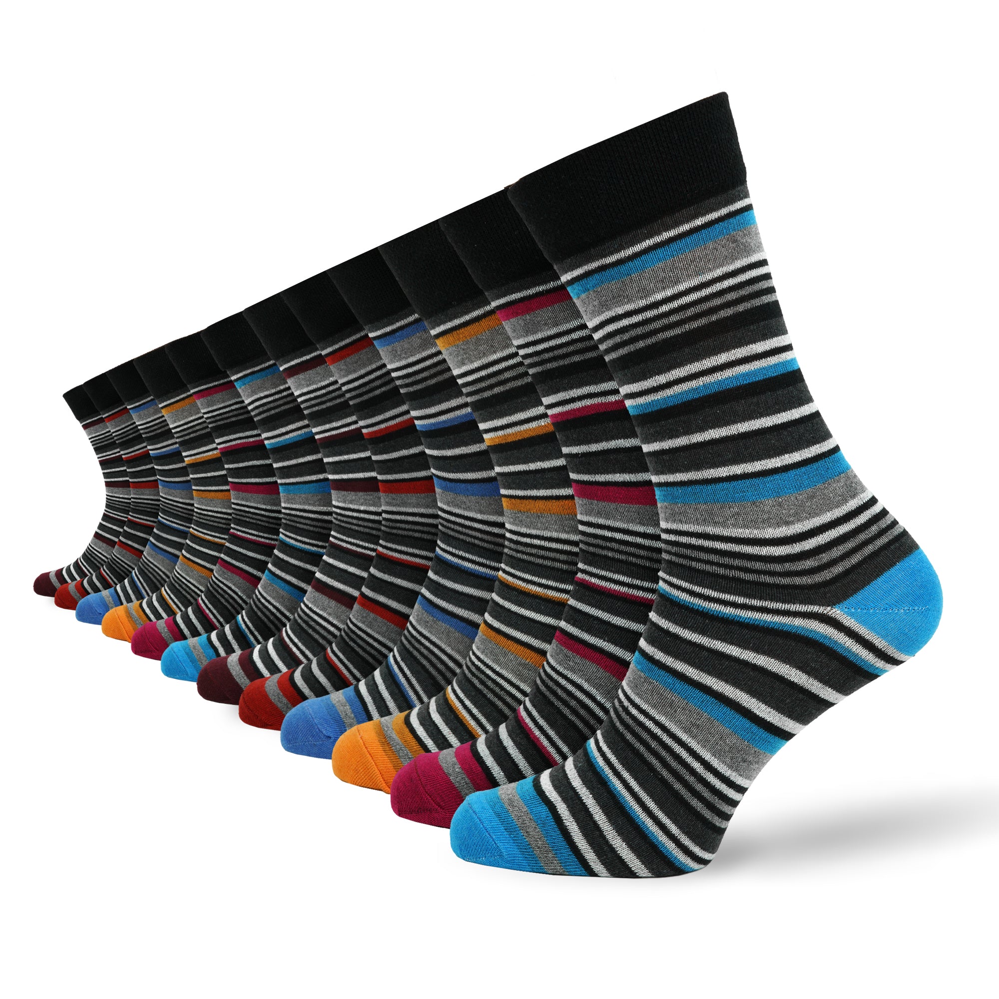 Men's 12 Pair Multi Stripe Socks – Cotton Rich UK 6-11