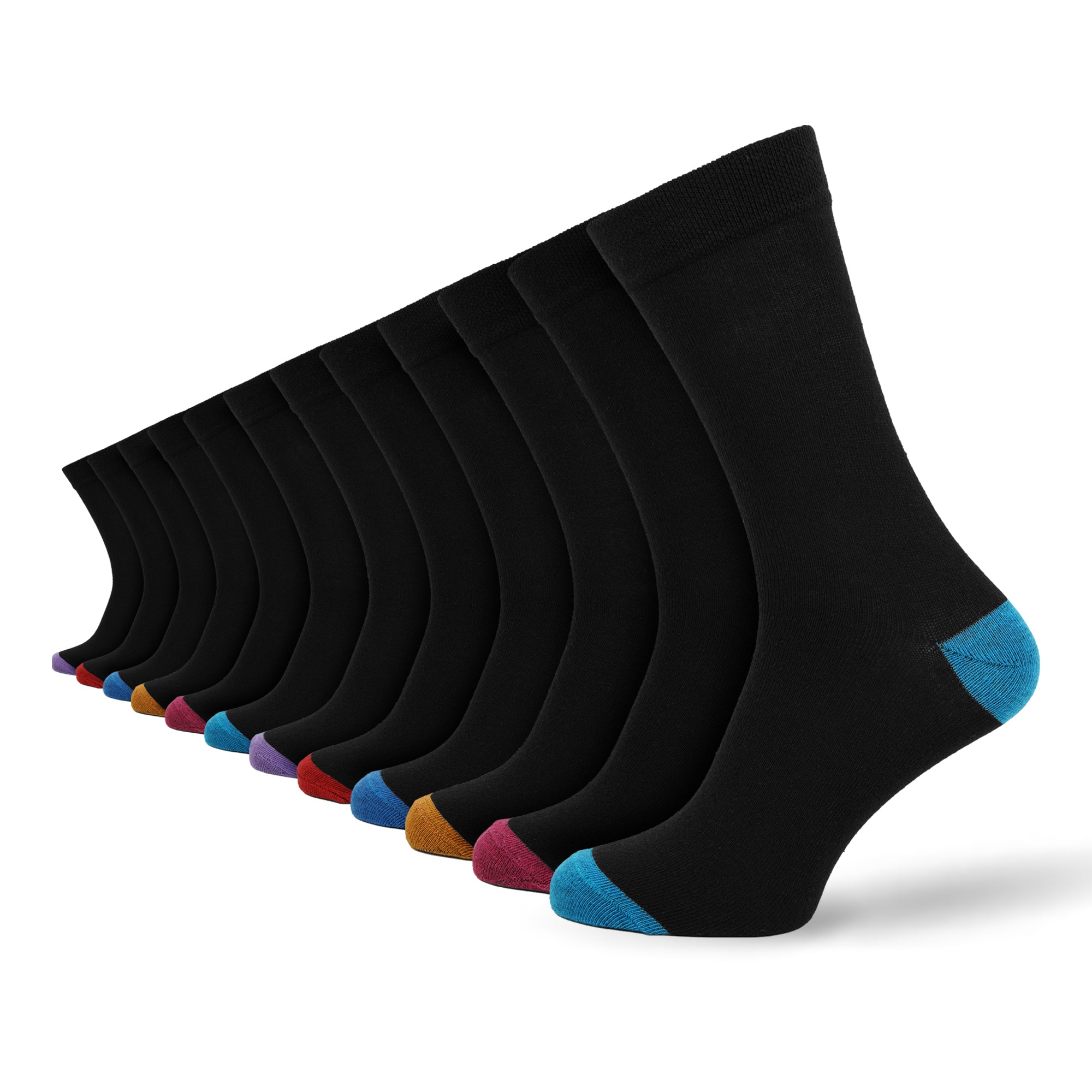 Men's 12 Pair Coloured Heel & Toe Socks – Cotton Rich UK 6-11