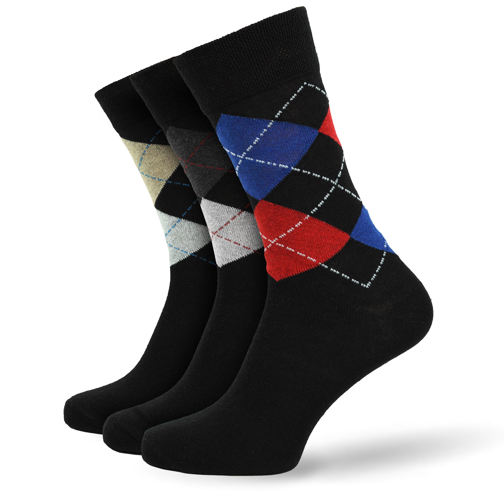 Men's 12 Pair Black Argyle Socks – Cotton Rich UK 6-11