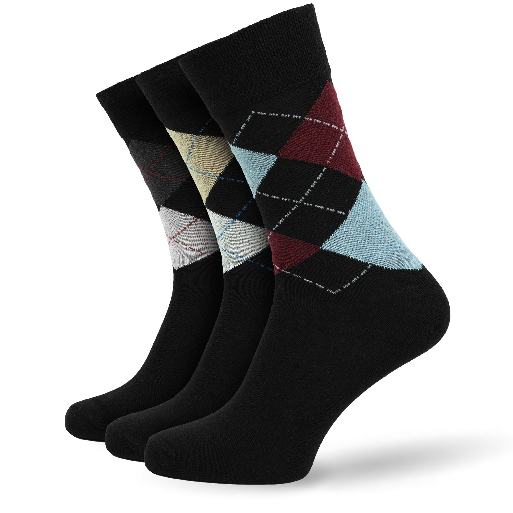 Men's 12 Pair Black Argyle Socks – Cotton Rich UK 6-11