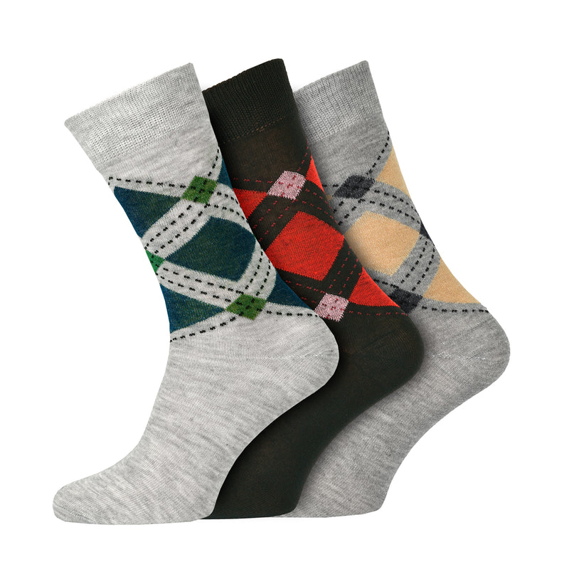12 Pairs Mens Everyday Design Socks Classic Argyle