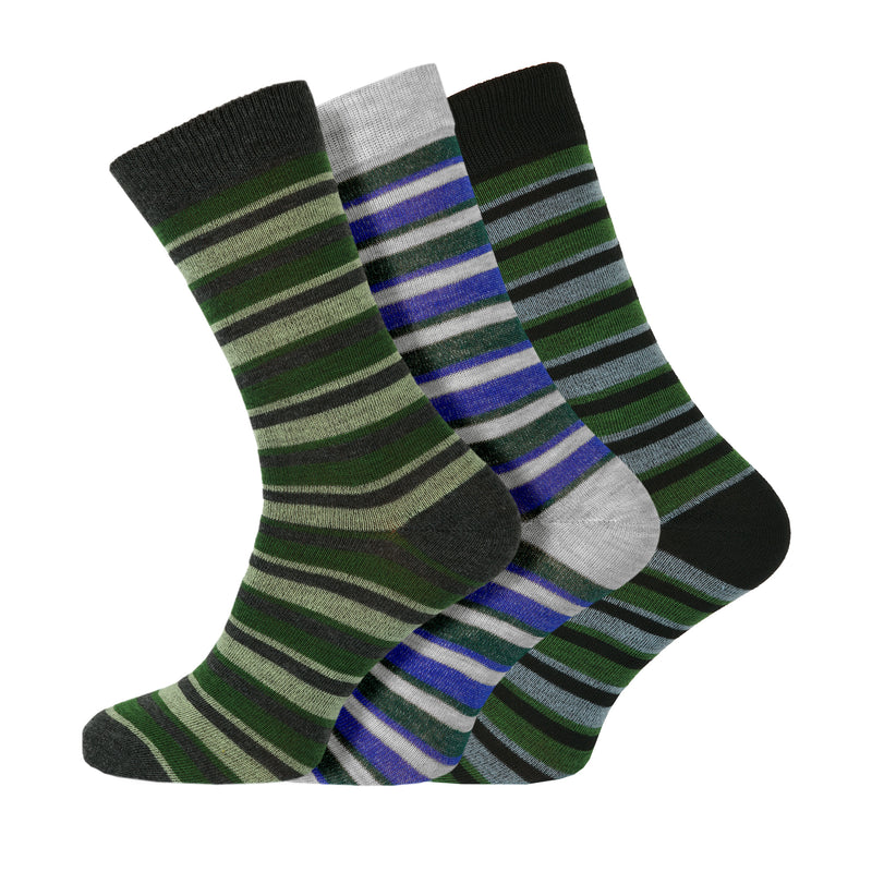 12 Pairs Mens Everyday Design Socks Classic Stripe Collection