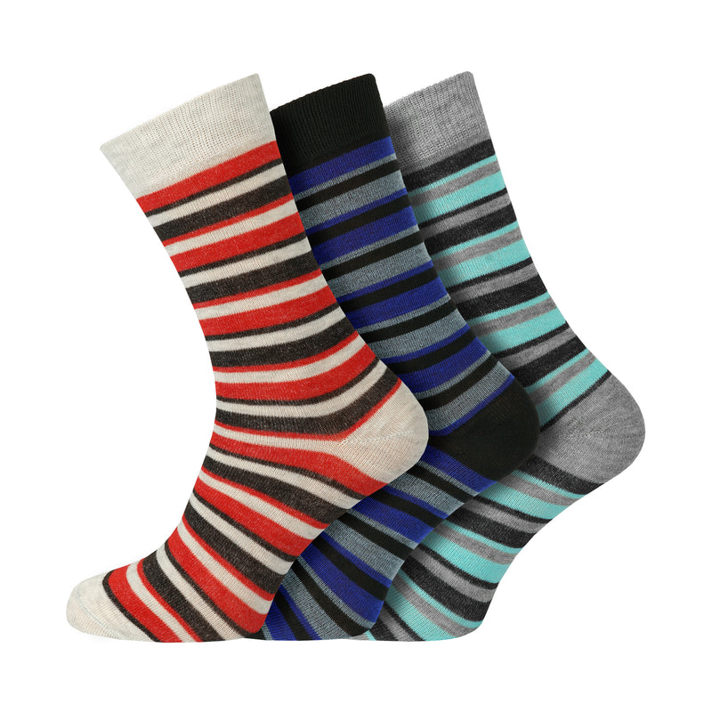 12 Pairs Mens Everyday Design Socks Classic Stripe Collection