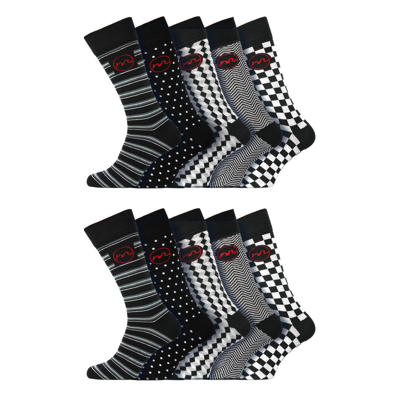 5/10/15 Pairs Men's Plain & Design Socks - Eco-friendly Socks with Honeycombe Soft Top UK 6-11