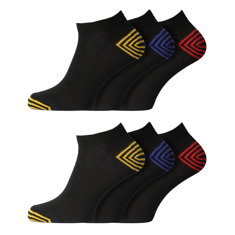 Men's Designer Trainer Socks Stripe Contrast Heel & Toe