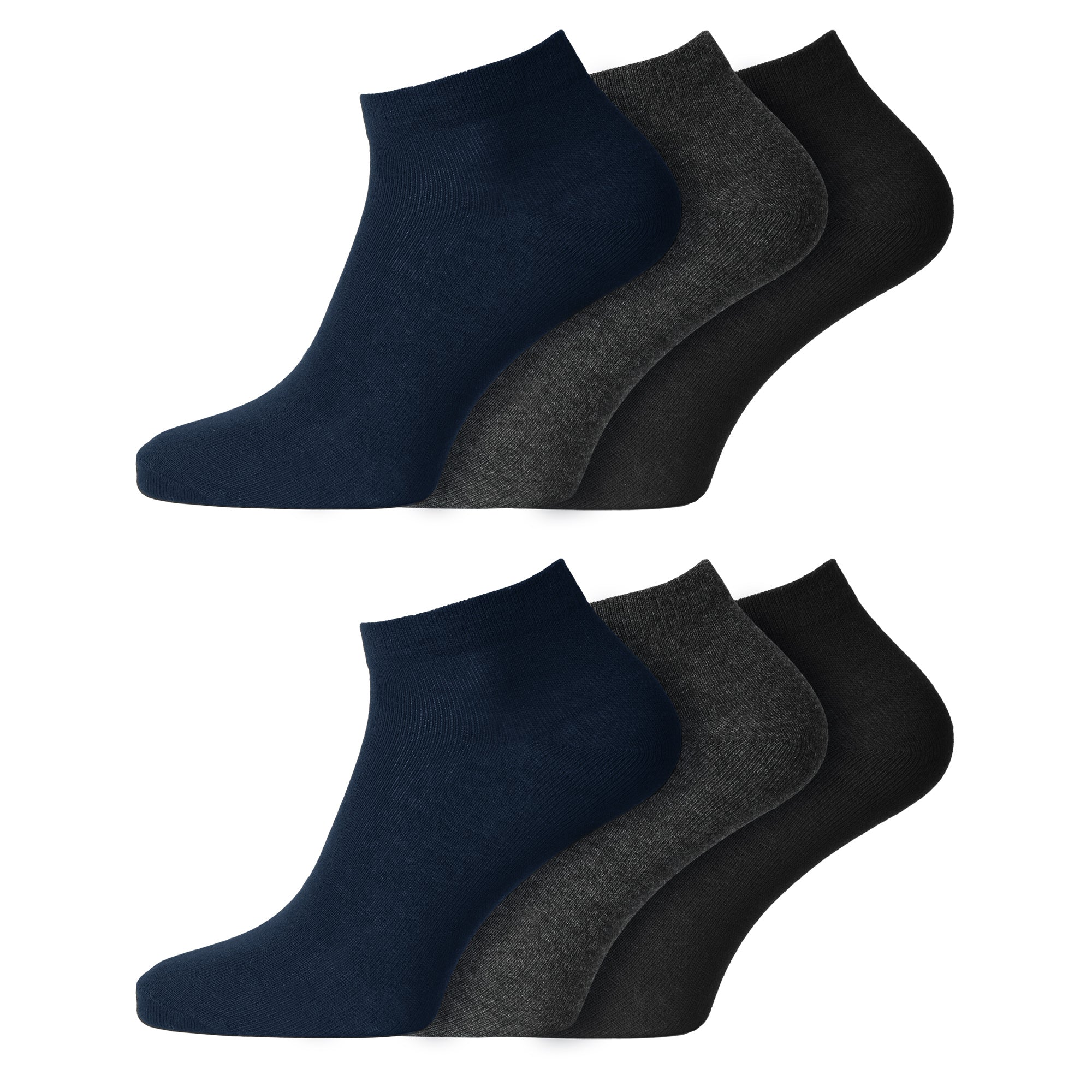 12 Pairs Men's Plain Black Navy Grey Everyday Trainer Socks