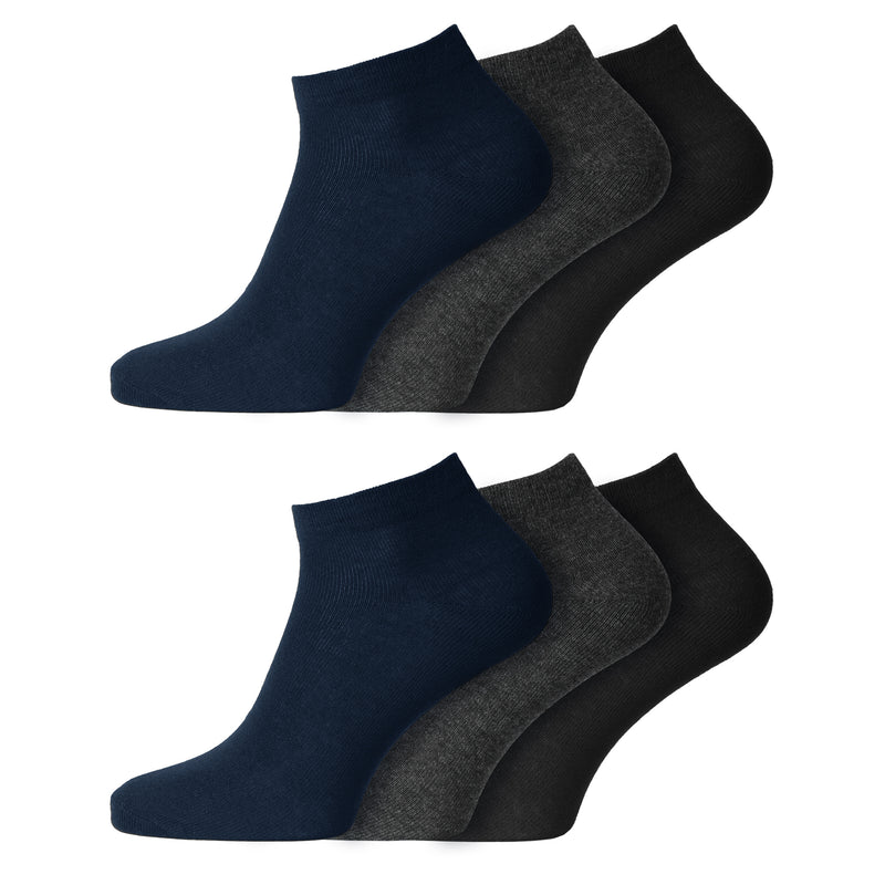 Men's Plain Black Navy Grey Everyday Trainer Socks