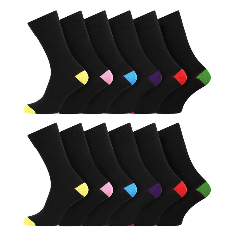 Mens Everyday Design Socks Coloured Heel & Toe