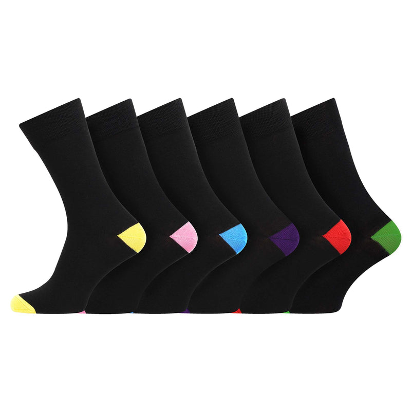 Mens Everyday Design Socks Coloured Heel & Toe
