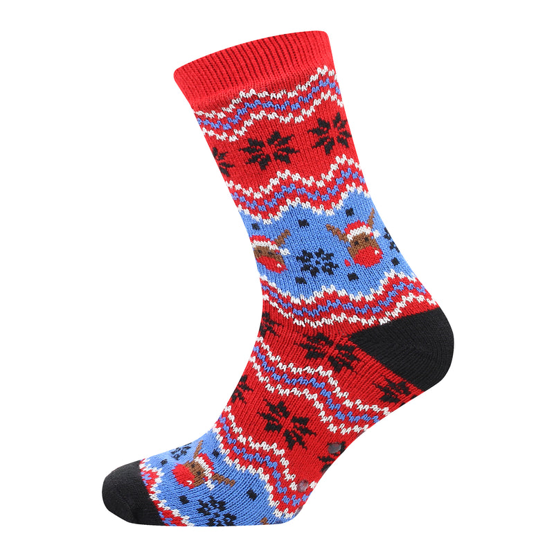 Mens Thick Warm Sherpa Lined Christmas Slipper Socks