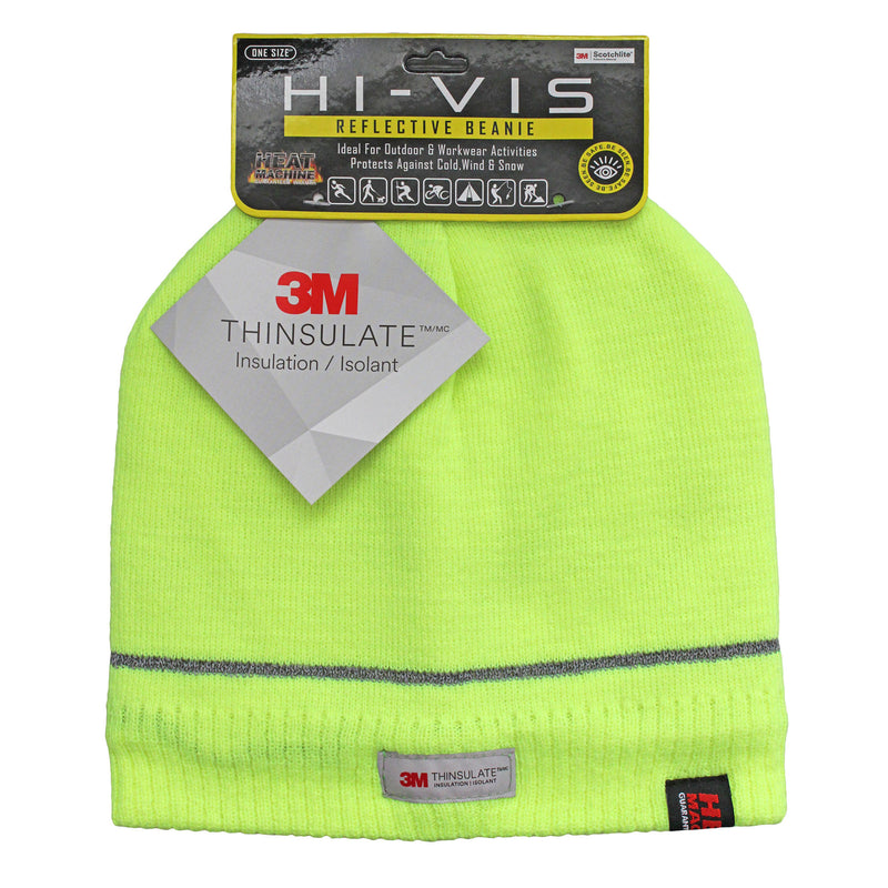 Mens Hi-Vis Visibility Reflective Acrylic Thermal Beanie Hat