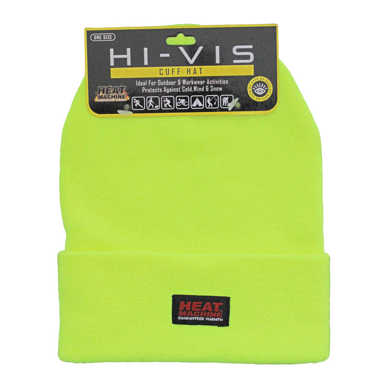 Mens Hi-Vis Visibility Thermal Turnover Cuff Beanie Hat