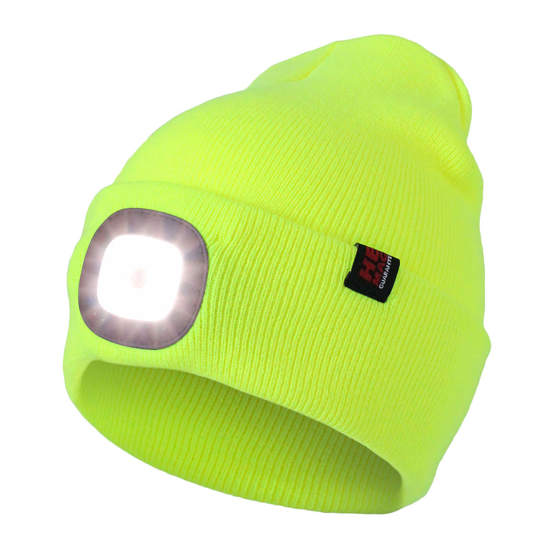 Mens Hi-Vis Thermal Cuffed Beanie Hat with Rechargeable LED Light