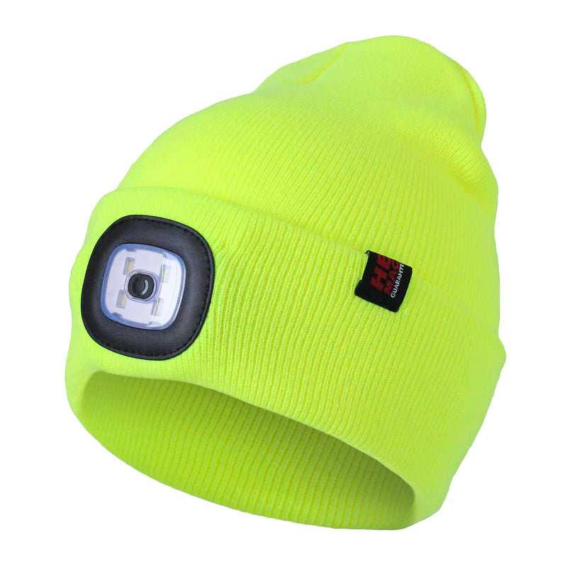 Mens Hi-Vis Thermal Cuffed Beanie Hat with Rechargeable LED Light