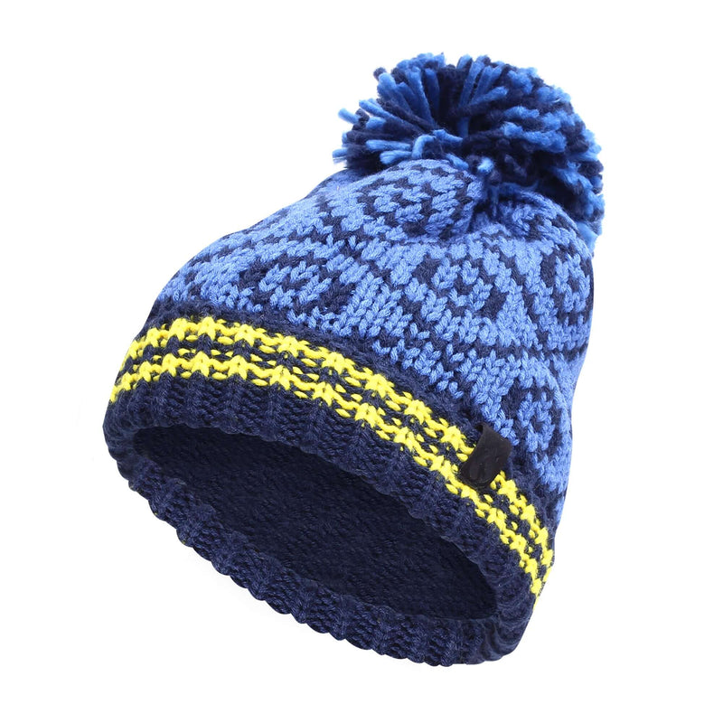 Boy's Nordic Bobble Hat - Blue - Yellow