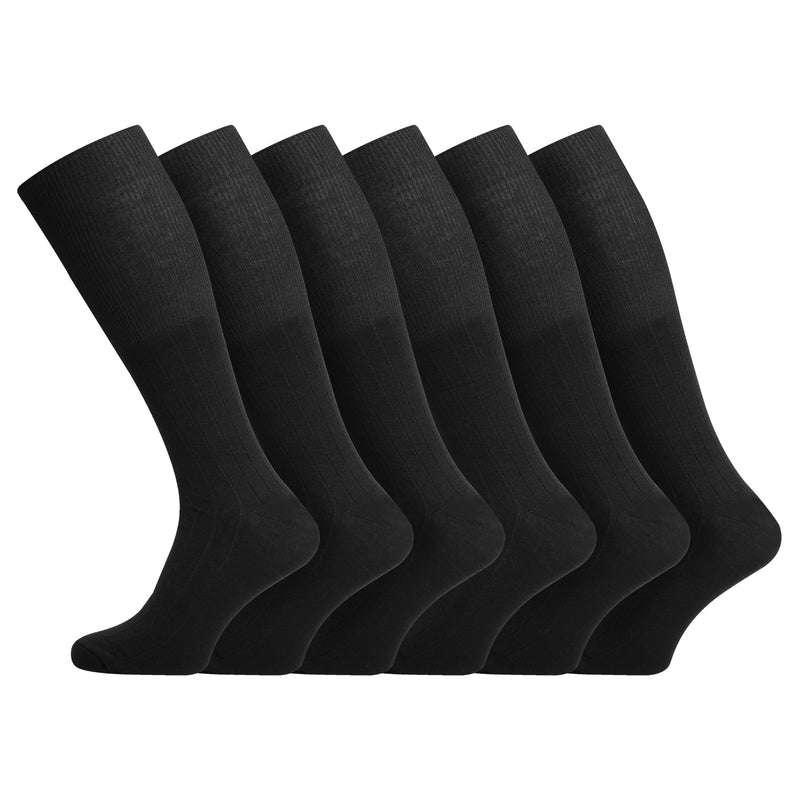 Mens Traditional Lambswool Long Hose Knee High Socks in Plain Colours Brown Black Charcoal