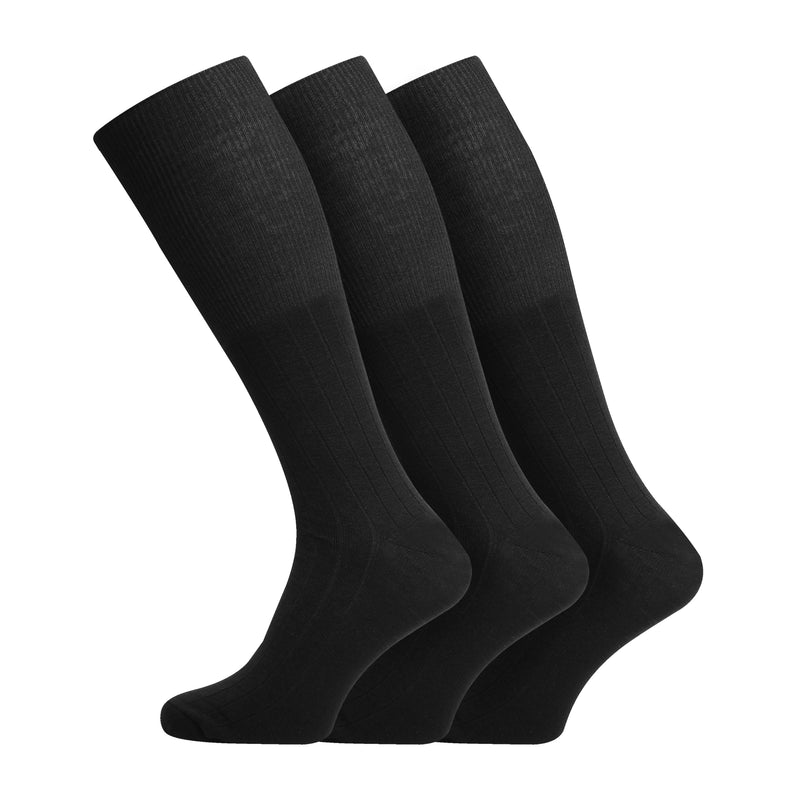 Mens Traditional Lambswool Long Hose Knee High Socks in Plain Colours Brown Black Charcoal