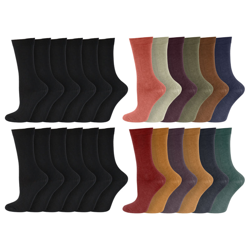 Ladies LIGHTWEIGHT Extra Fine Knit Thermal Socks Black Assorted