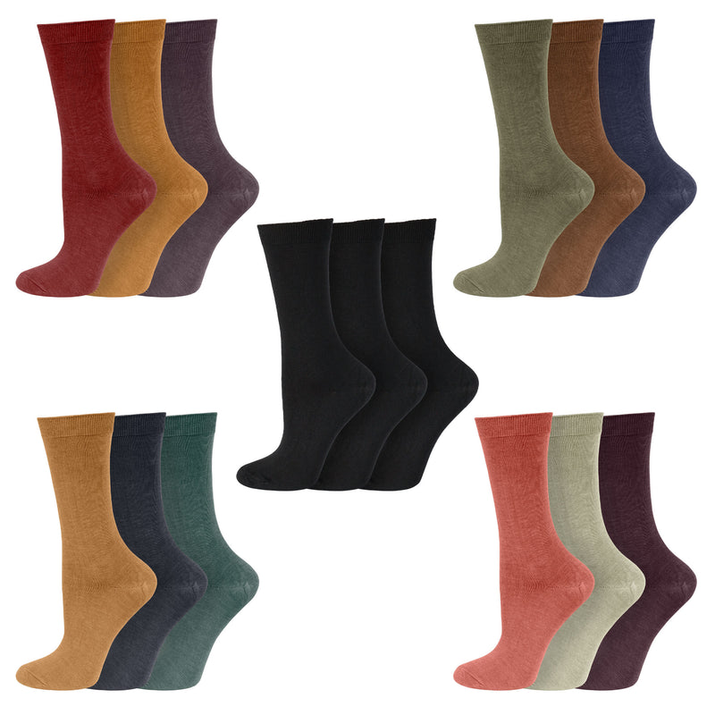 Ladies LIGHTWEIGHT Extra Fine Knit Thermal Socks Black Assorted