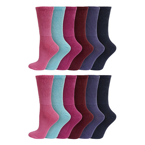 Ladies EXTRA WIDE Diabetic Bamboo Socks - Assorted