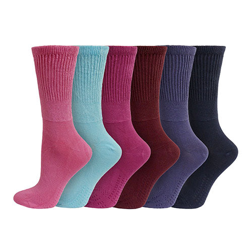 Ladies EXTRA WIDE Diabetic Bamboo Socks - Assorted