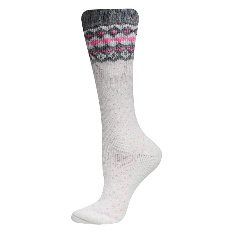 Ladies Boot Length Longer Length Boot Socks Soft Acrylic - Nordic Design - Pink