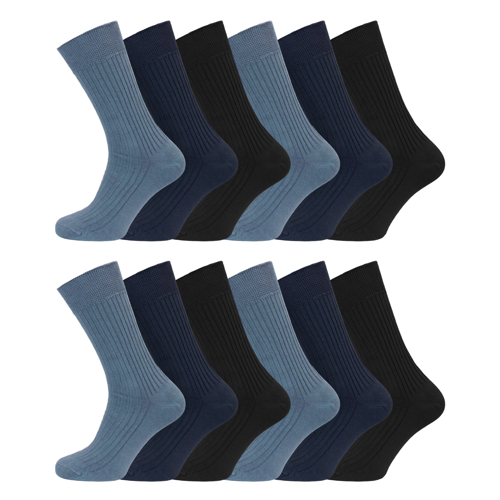 Men's BIG FOOT Non-Elastic 100% Cotton Dark Socks