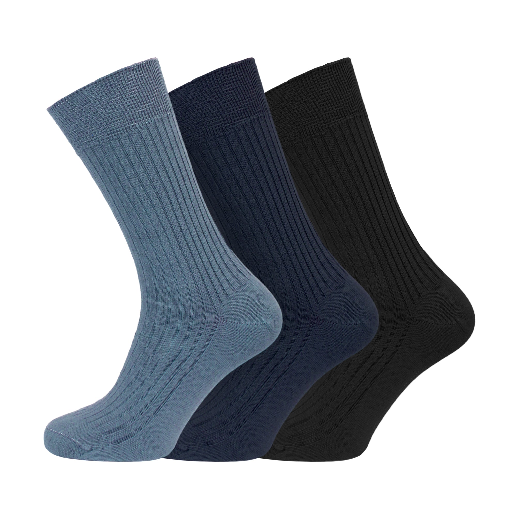 Men's BIG FOOT Non-Elastic 100% Cotton Dark Socks