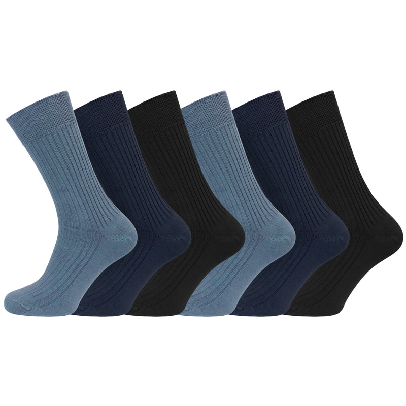 Men's BIG FOOT Non-Elastic 100% Cotton Dark Socks