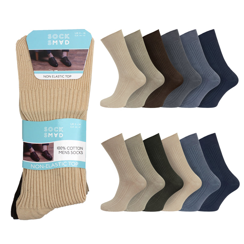 Men's BIG FOOT Non-Elastic 100% Cotton Assorted Socks