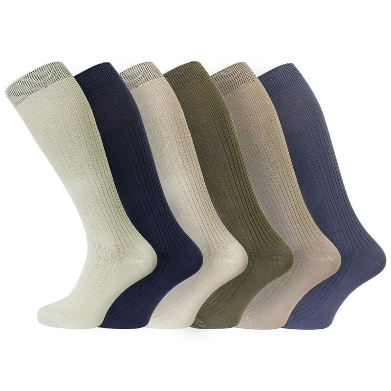 Mens 100% Cotton Non Elastic Top Gentle Grip Socks (Pack Of 6) 